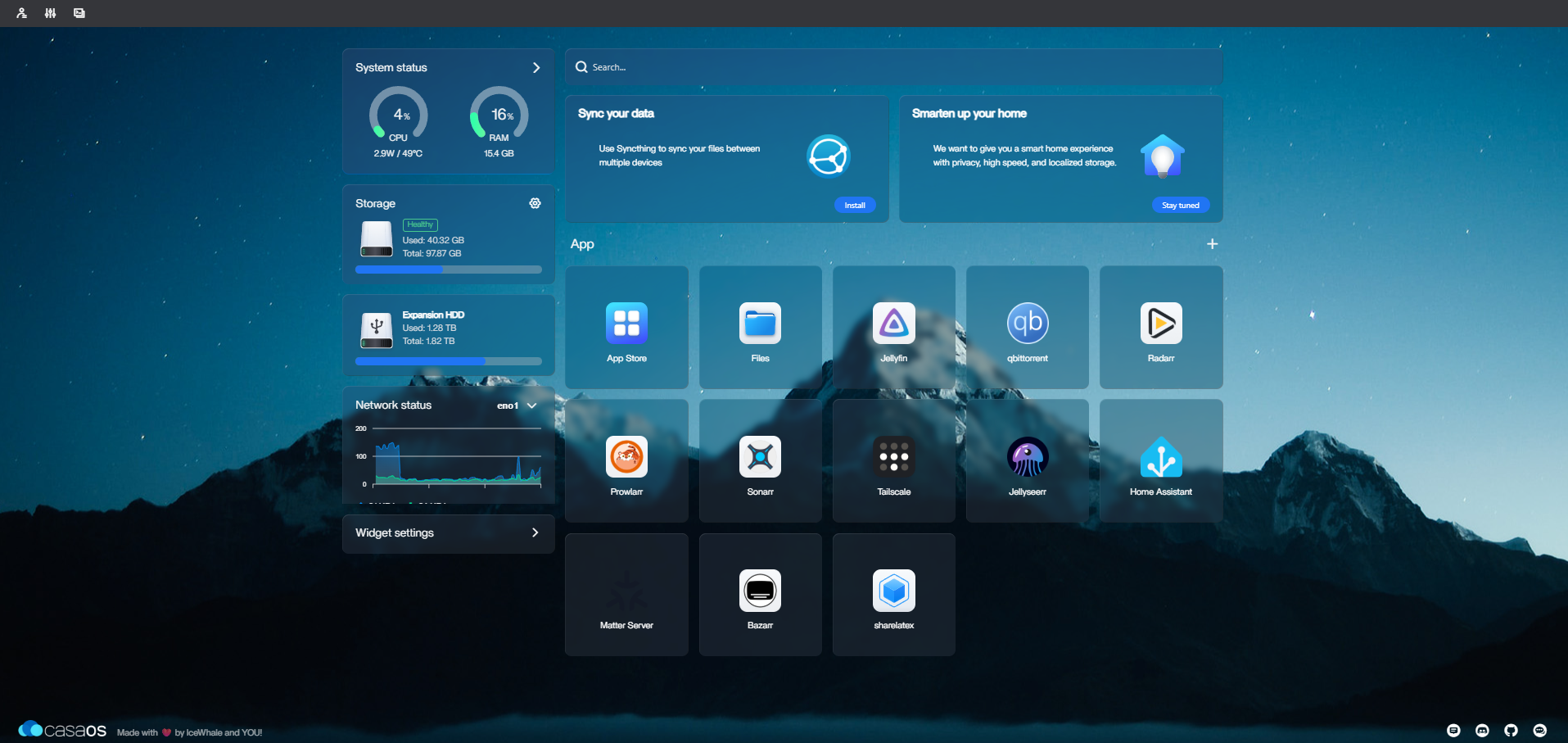 Personal server infrastructure dashboard