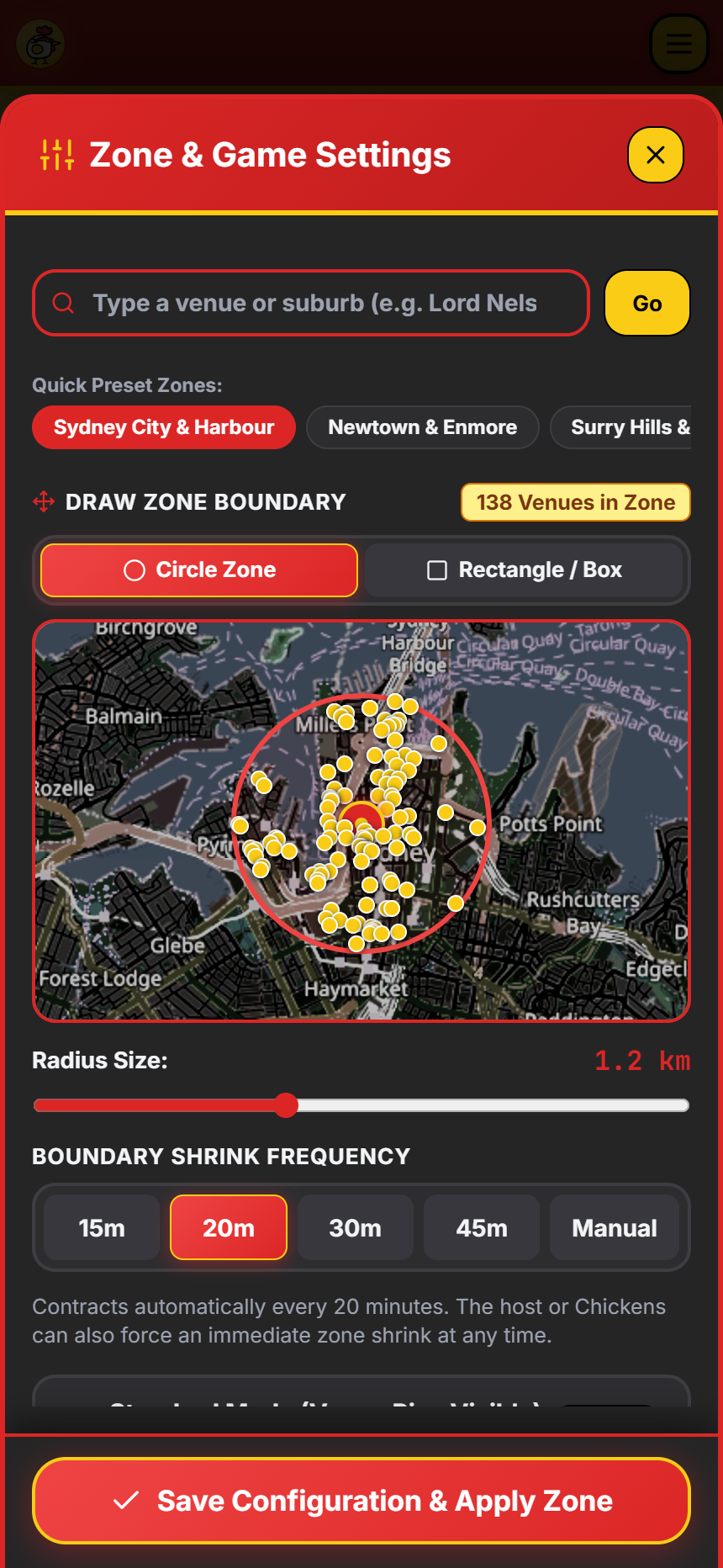 Interactive tactical zone configuration and boundary tuning